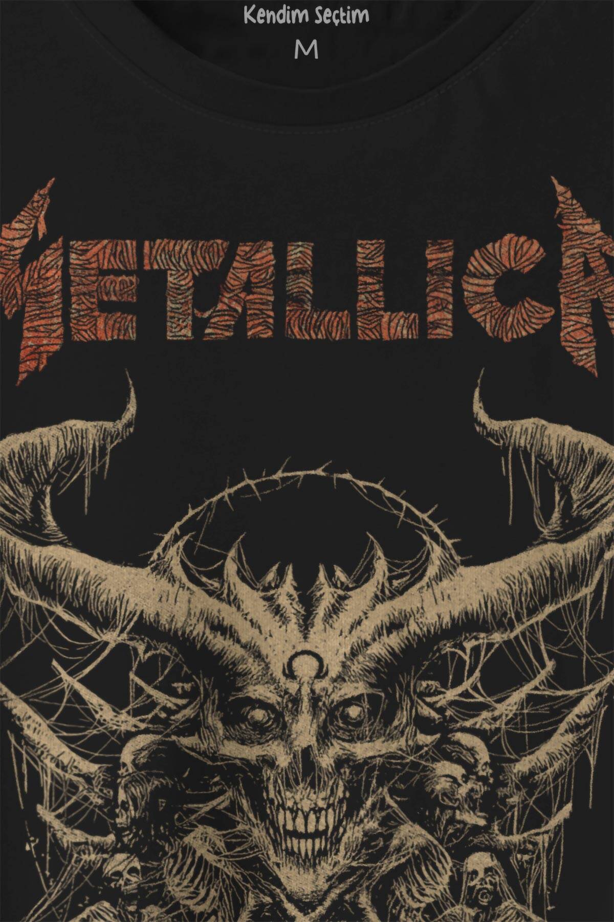 Unisex T-shirt Metallica Sargı Canavar Skull Vintage Korku Siyah Baskılı Tişört (1)
