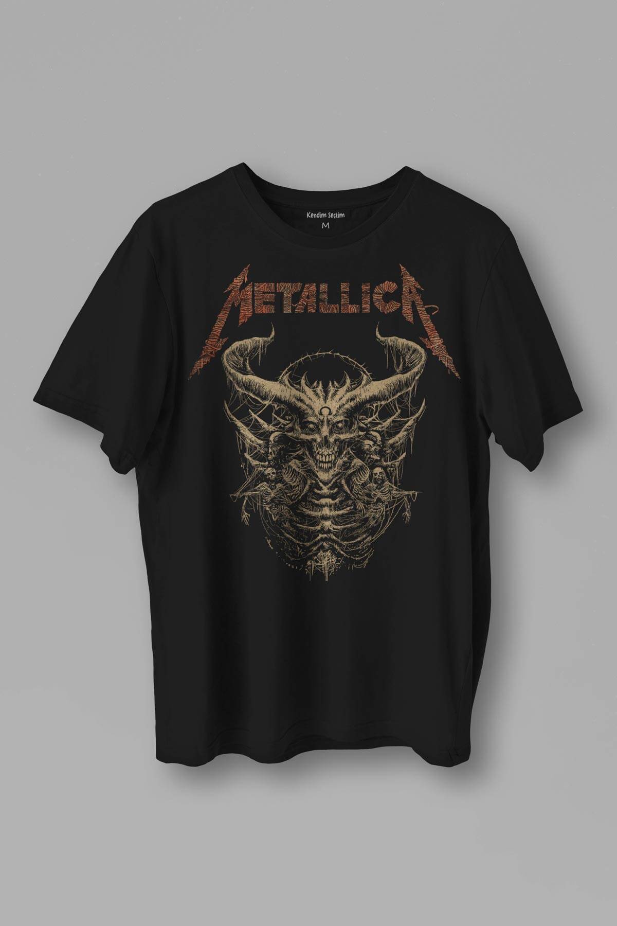 Unisex T-shirt Metallica Sargı Canavar Skull Vintage Korku Siyah Baskılı Tişört - 1