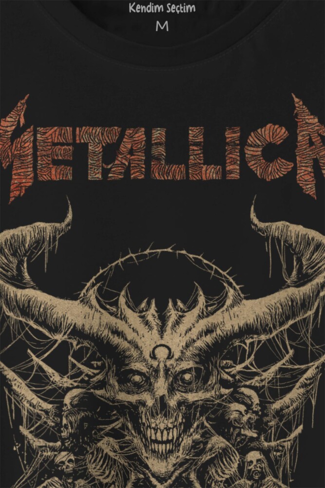 Unisex T-shirt Metallica Sargı Canavar Skull Vintage Korku Siyah Baskılı Tişört - 2