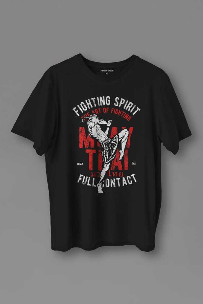 Unisex T-shirt  Muay Thai Fight The Art Of Fighting Dövüş Siyah Baskılı Tişört