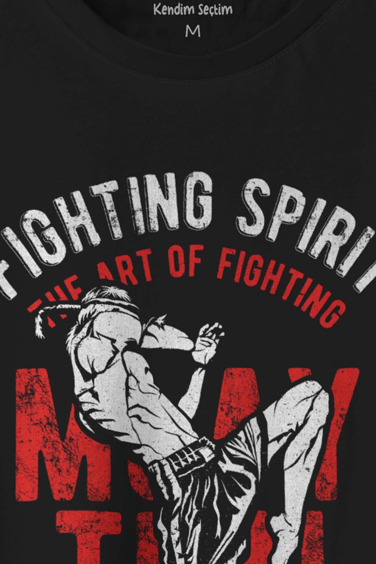 Unisex T-shirt Muay Thai Fight The Art Of Fighting Dövüş Siyah Baskılı Tişört - 2