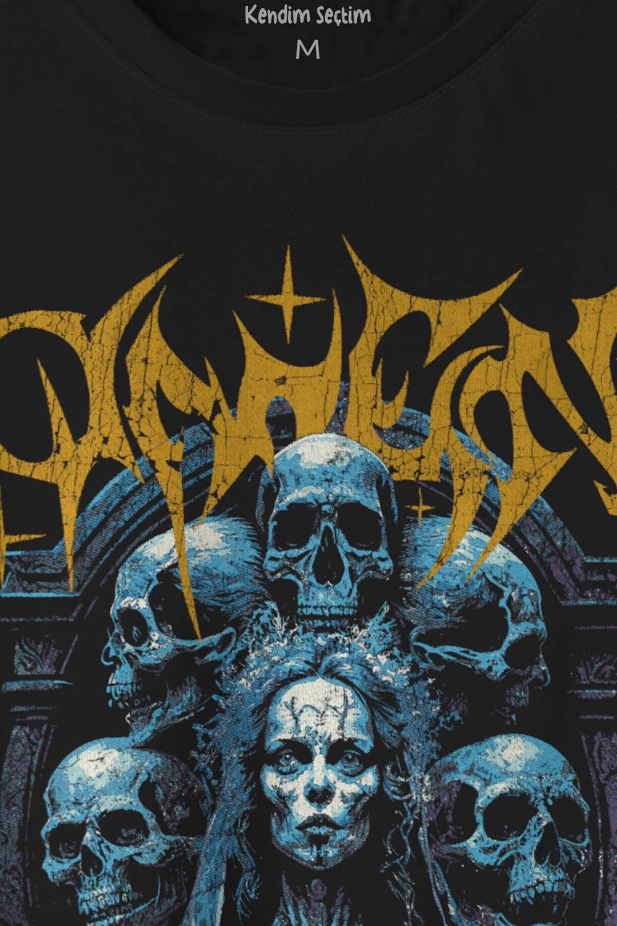 Unisex T-shirt  Omen Gotik Skull Gothic Corpse Bride Siyah Baskılı Tişört - 2