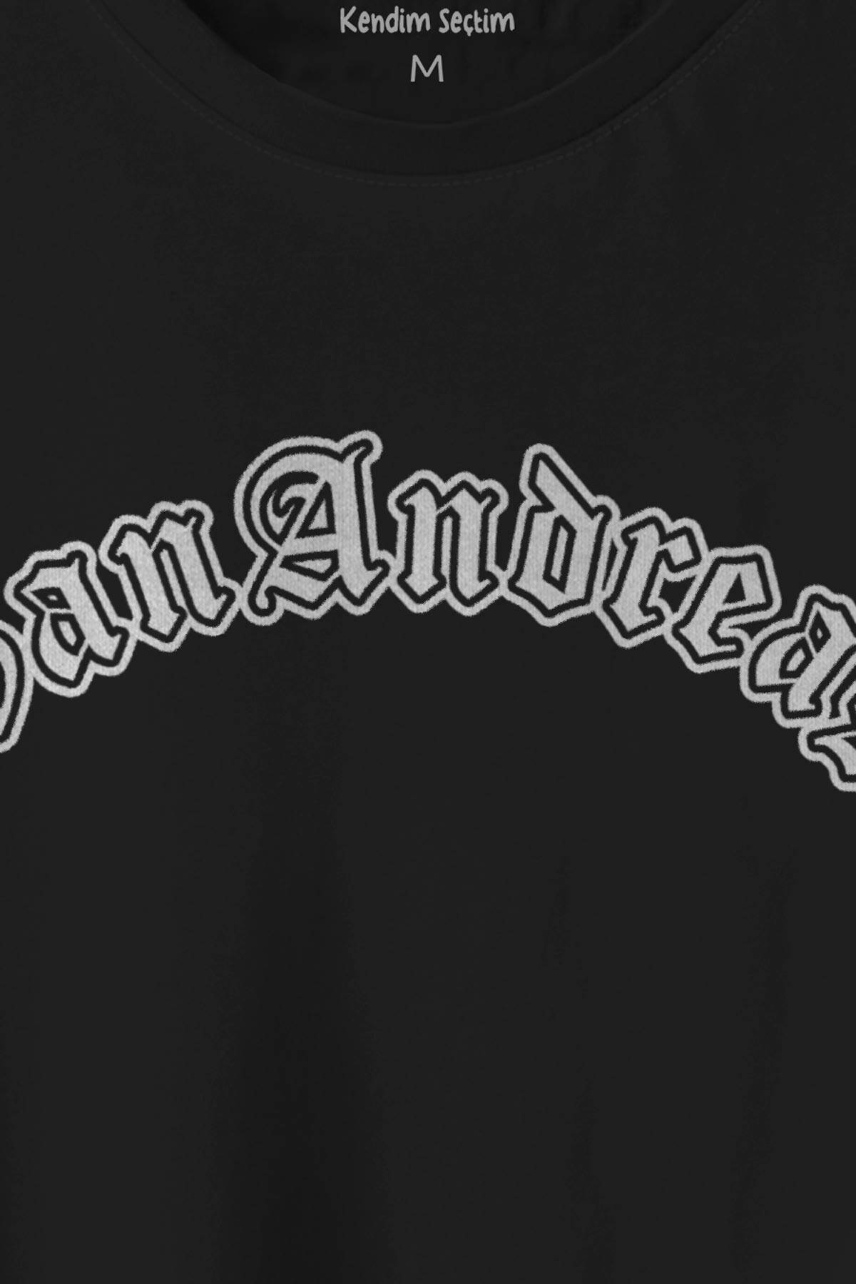 Unisex T-shirt San Andreas Tipografi Siyah Baskılı Tişört - 2