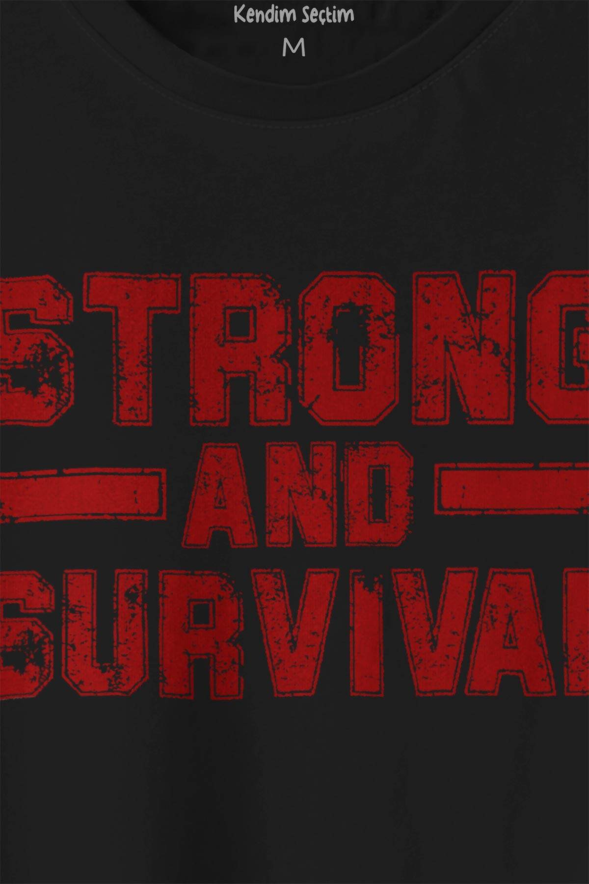 Unisex T-shirt Spor SAS Strong And Survival Yazı  Siyah Baskılı Tişört - 2