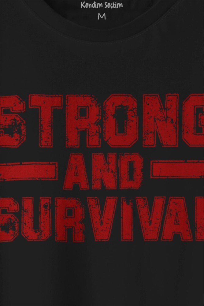 Unisex T-shirt Spor SAS Strong And Survival Yazı Siyah Baskılı Tişört - 2