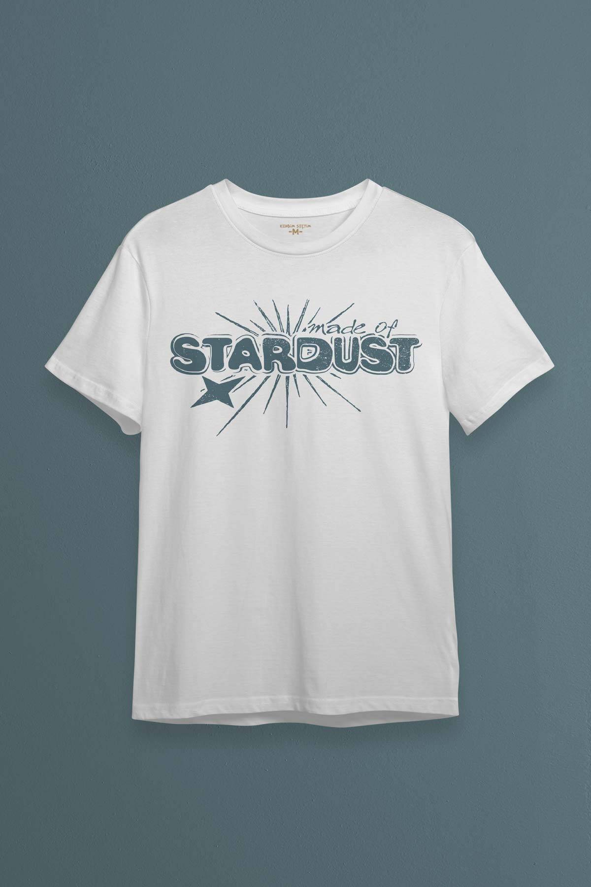Unisex T-shirt Stardust Yıldız Tozu Y2K Streetwear 90s Doksanlar Vintage Retro Beyaz Tişört