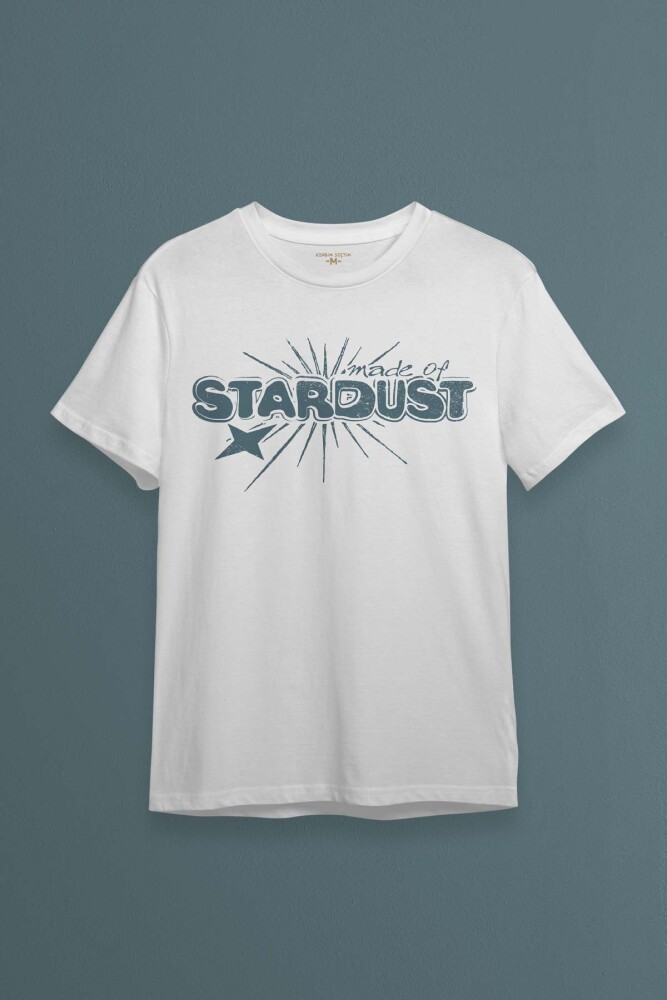 Unisex T-shirt Stardust Yıldız Tozu Y2K Streetwear 90s Doksanlar Vintage Retro Beyaz Tişört