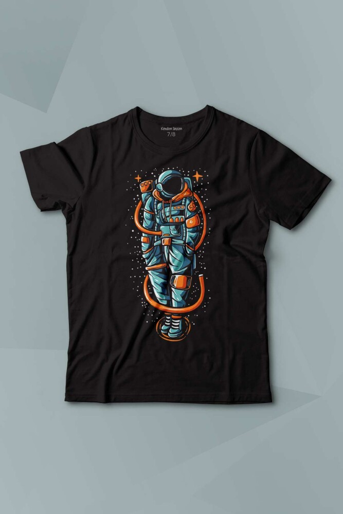 Uzayda Elleri Cebinde AStronot Cosmos Space Nasa Baskılı Çocuk Tişört Kısa Kollu - KENDİM SEÇTİM