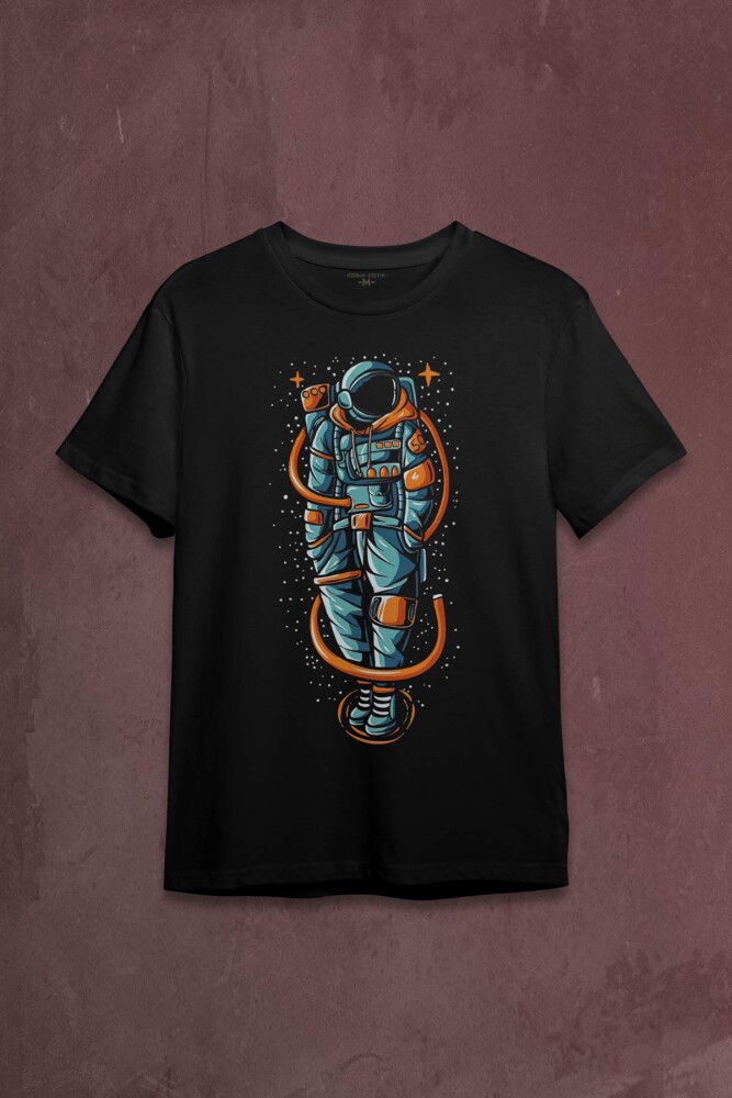Uzayda Elleri Cebinde AStronot Cosmos Space Nasa Baskılı Tişört Unisex T-shirt