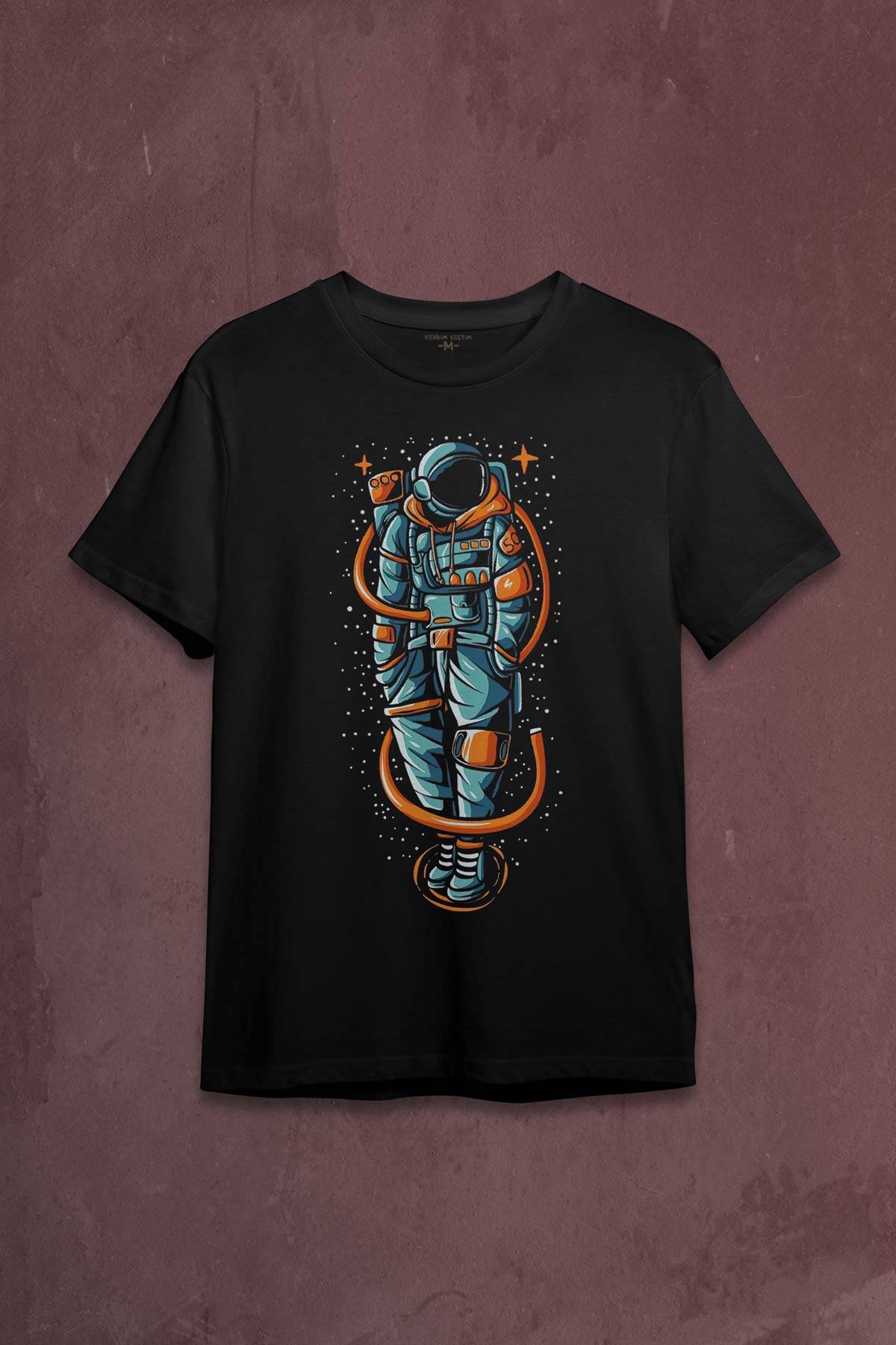 Uzayda Elleri Cebinde AStronot Cosmos Space Nasa Baskılı Tişört Unisex T-shirt - 1