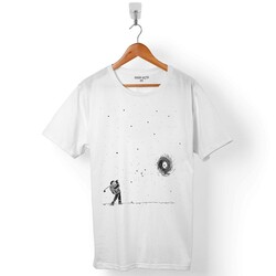 UZAYDA GOLF OYUN ASTRONOT COSMOS GALAKSİ ERKEK TİŞÖRT - 1
