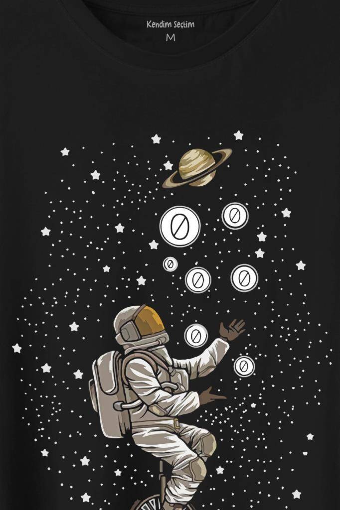 Uzayda Jonglör Astronot Top Çeviren Hokkabaz Cosmos Baskılı Tişört Unisex T-Shirt - 2