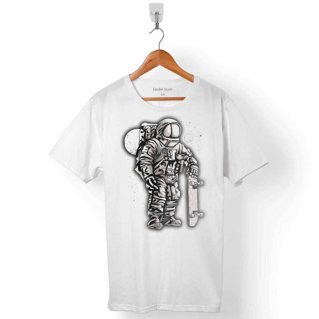 UZAYDA KAYKAY ASTRONOT AY NASA UZAY COSMOS ERKEK TİŞÖRT - 1