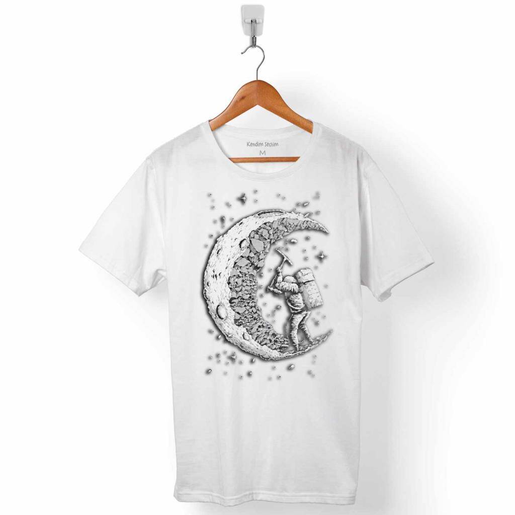 UZAYDA KAZMA ASTRONOT COSMOS YARIM AY NASA ERKEK TİŞÖRT - 1