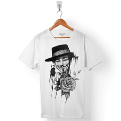 V FOR VENDETTA VANDETA SİLÜET LOGO 2 ERKEK TİŞÖRT - 1