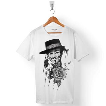 V FOR VENDETTA VANDETA SİLÜET LOGO 2 ERKEK TİŞÖRT - 1