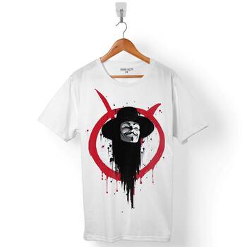 V FOR VENDETTA VANDETA SİLÜET LOGO 3 ERKEK TİŞÖRT - 1