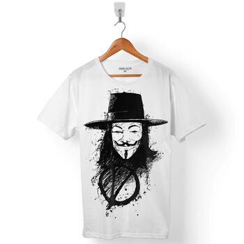 V FOR VENDETTA VANDETA SİLÜET LOGO ERKEK TİŞÖRT - 1