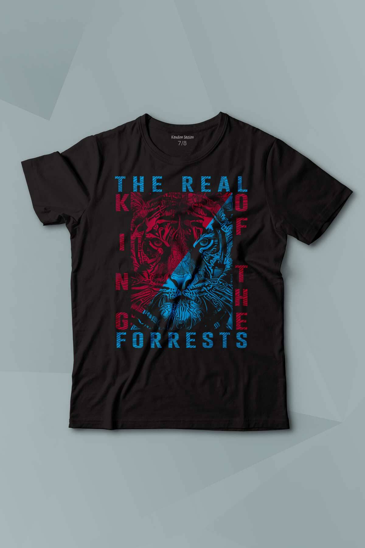 Vahşi Kaplan Bordo Trabzon Ormanların Gerçek Kralı Baskılı Çocuk Tişört Kısa Kollu - 1