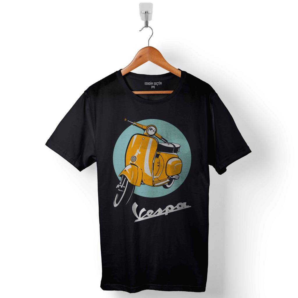 Vespa Club Logo Motosiklet Baskılı Tişört Unisex T-Shirt - 1