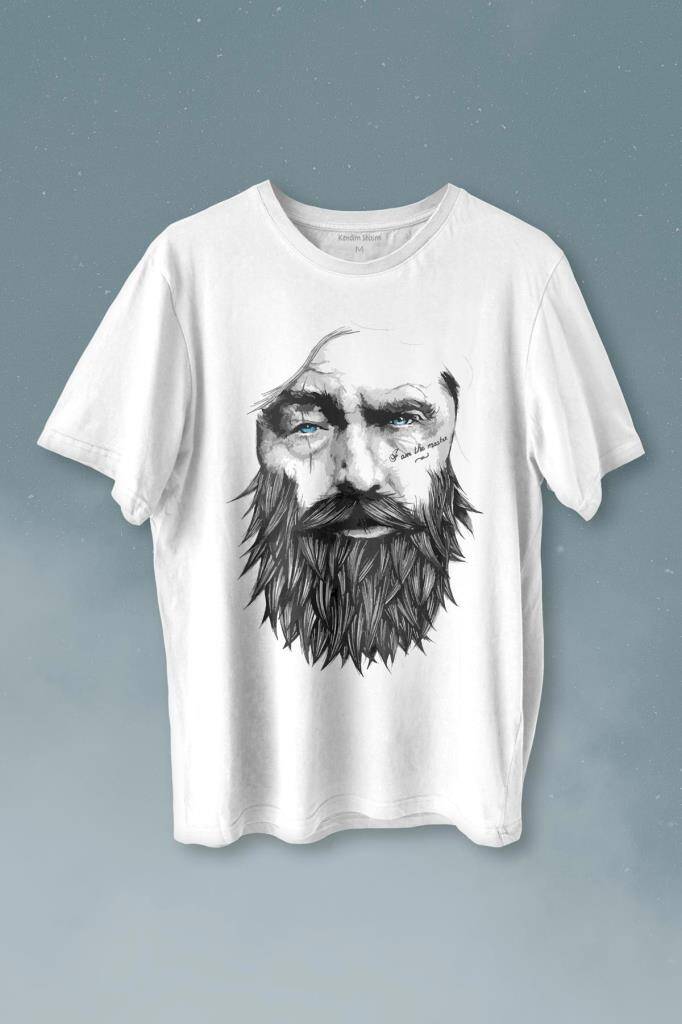 Viking Berber Saç Deseni Hair Design 1902 Baskılı Tişört Unisex T-shirt - 1