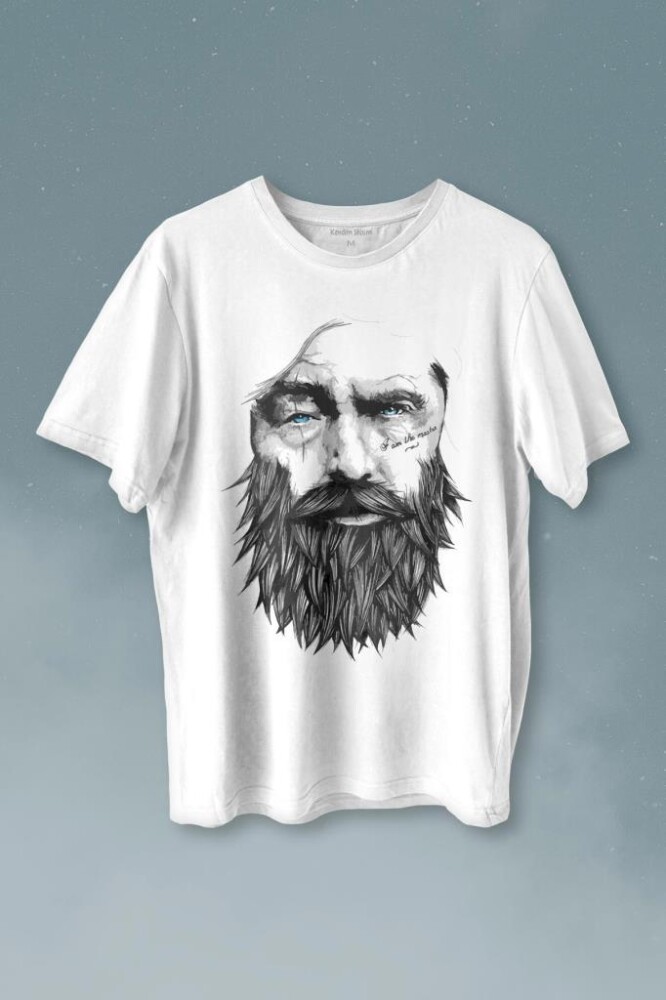 Viking Berber Saç Deseni Hair Design 1902 Baskılı Tişört Unisex T-shirt - KENDİM SEÇTİM