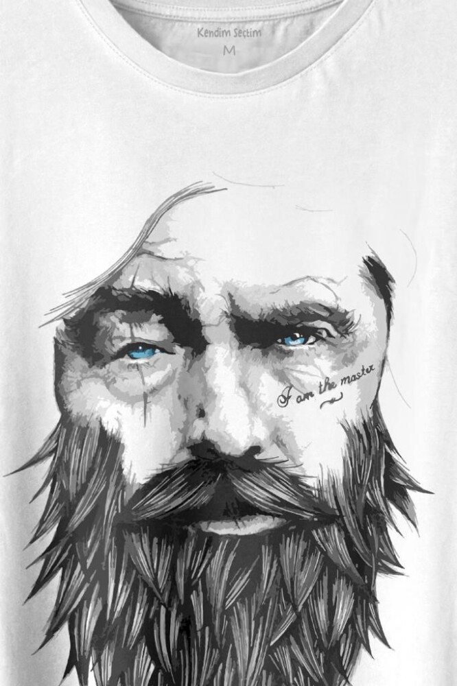 Viking Berber Saç Deseni Hair Design 1902 Baskılı Tişört Unisex T-shirt - 2