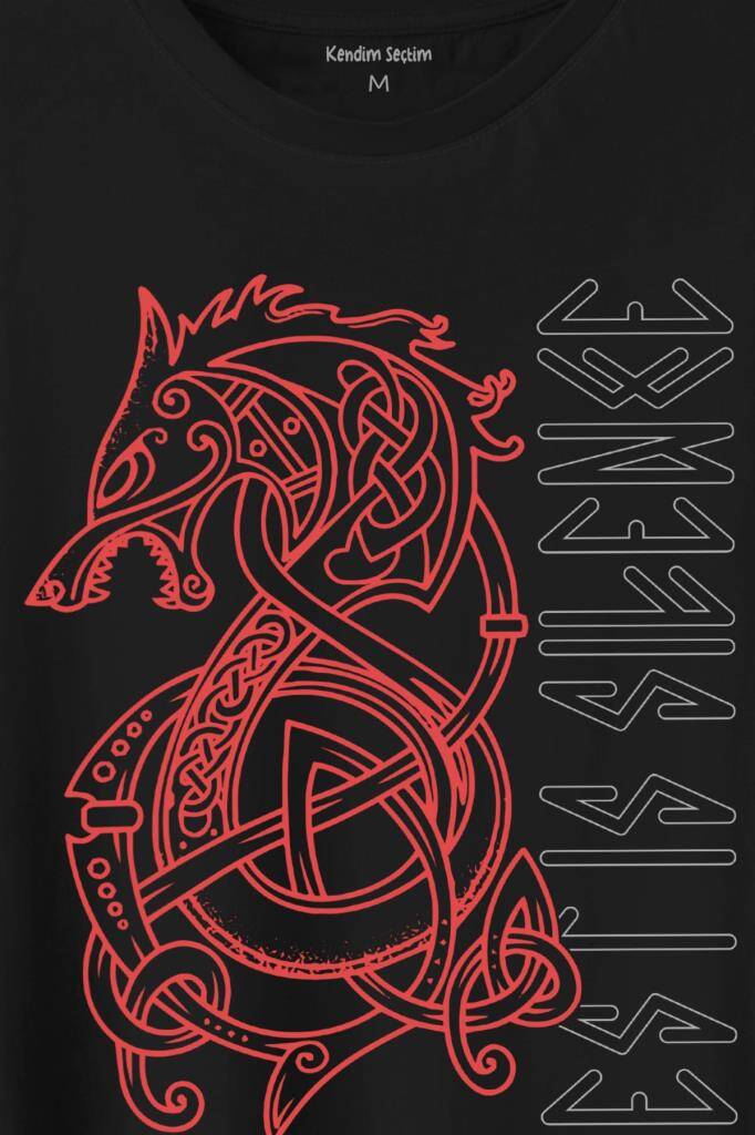 Viking Fenrir Wolf Vikings Kurt Kafa Street Baskılı Tişört Unisex T-Shirt (1)
