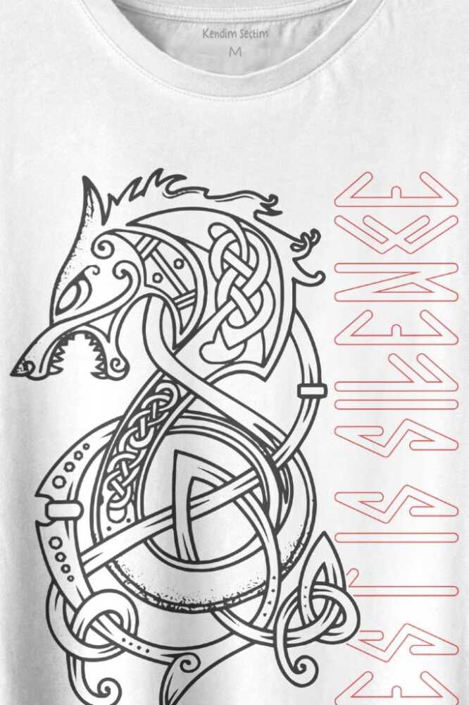 Viking Fenrir Wolf Vikings Kurt Kafa Street Baskılı Tişört Unisex T-shirt (1)