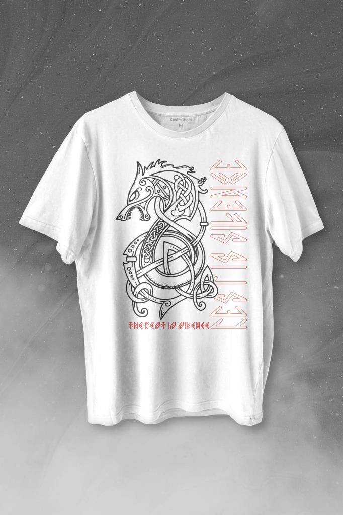 Viking Fenrir Wolf Vikings Kurt Kafa Street Baskılı Tişört Unisex T-shirt - 1