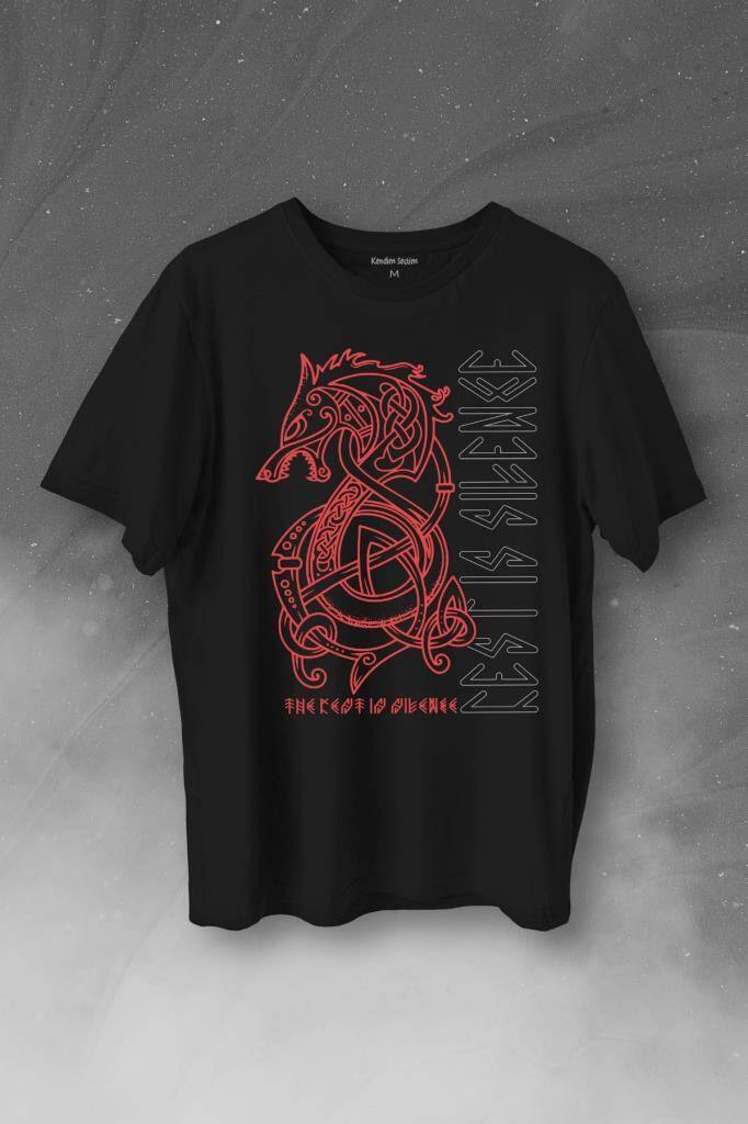 Viking Fenrir Wolf Vikings Kurt Kafa Street Baskılı Tişört Unisex T-Shirt - 1