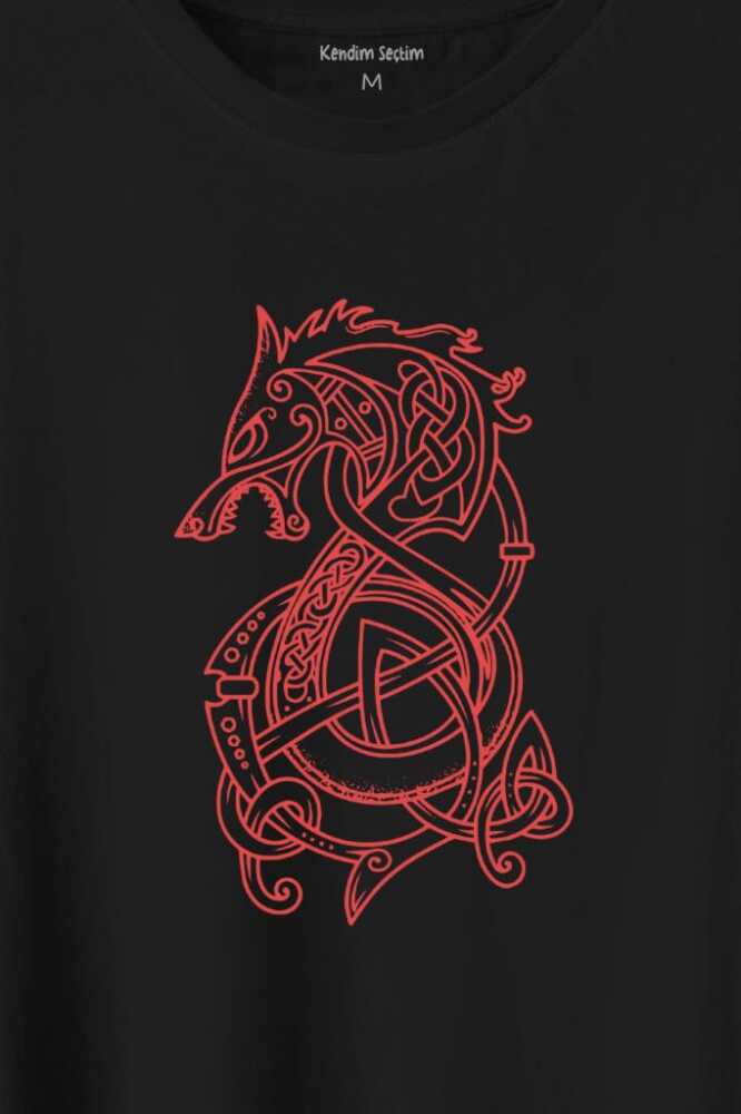 Viking Fenrir Wolf Vikings Kurt Kafa Street Urban Baskılı Tişört Unisex T-Shirt - 2