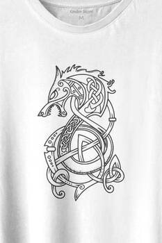 Viking Fenrır Wolf Vıkıngs Kurt Kafa Street Urban Baskılı Tişört Unisex T-shirt - 2