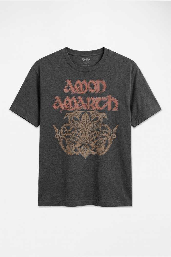 Viking Melodik Death Metal Amon Amarth Nors Mitolojisi Müzik Unisex Antrasit Melanj Tişört