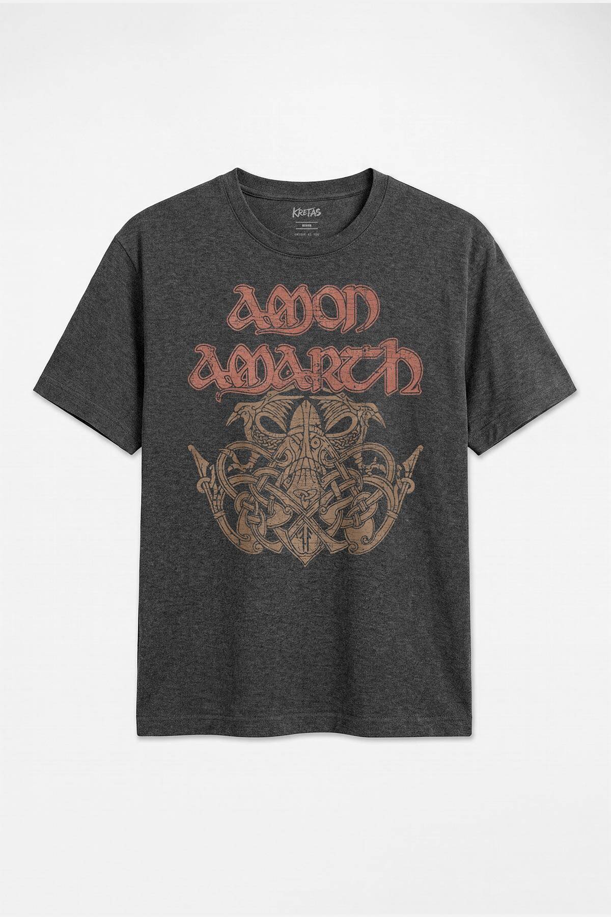 Viking Melodik Death Metal Amon Amarth Nors Mitolojisi Müzik Unisex Antrasit Melanj Tişört - 1