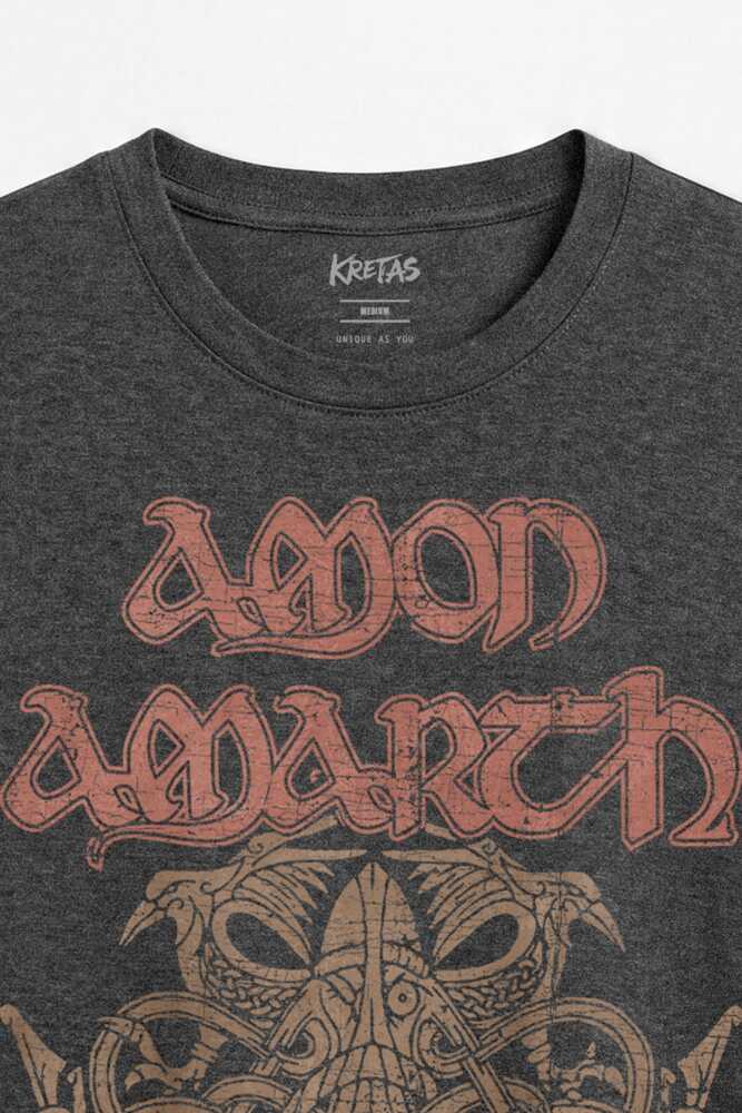 Viking Melodik Death Metal Amon Amarth Nors Mitolojisi Müzik Unisex Antrasit Melanj Tişört (1)