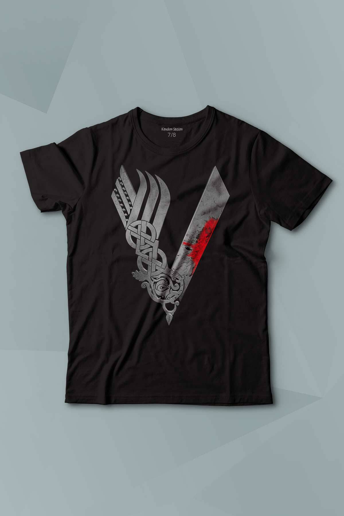 Vikingler Logo Vikings Gri Baskılı Çocuk Tişört Kısa Kollu - 1