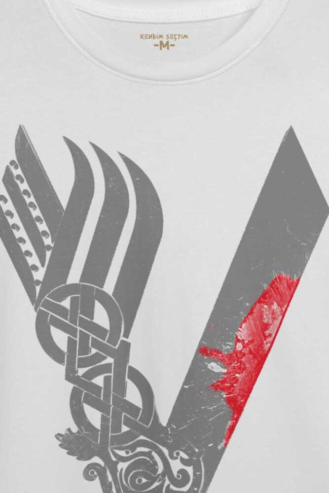 Vikingler Logo Vikings Gri Baskılı Tişört Unisex T-shirt (1)