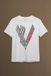Vikingler Logo Vikings Gri Baskılı Tişört Unisex T-shirt - 1