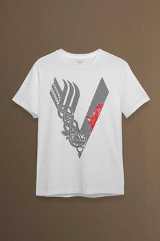 Vikingler Logo Vikings Gri Baskılı Tişört Unisex T-shirt - 1