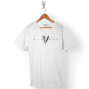 VIKINGS BLOOD LOGO SKULL HEAD ISKANDİNAV VİKİNGLER ERKEK TİŞÖRT - 1