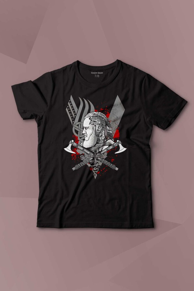 Vikings Ragnar Lothbrok Vikingler Savaşçı Baskılı Çocuk Tişört Kısa Kollu - KENDİM SEÇTİM