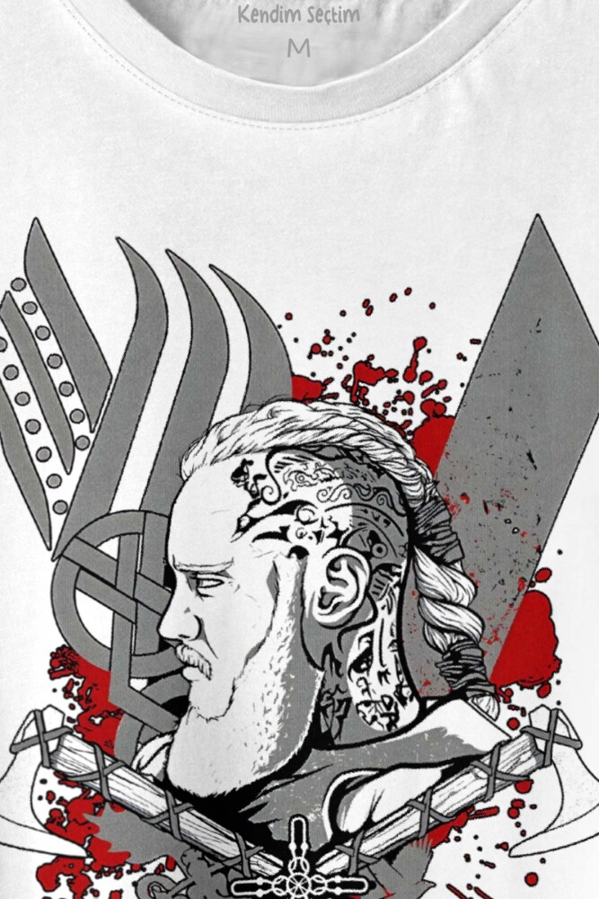 Vikings Ragnar Lothbrok Vikingler Savaşçı Baskılı Tişört Unisex T-Shirt - 2