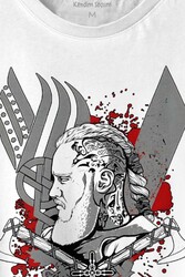Vikings Ragnar Lothbrok Vikingler Savaşçı Baskılı Tişört Unisex T-Shirt - 2