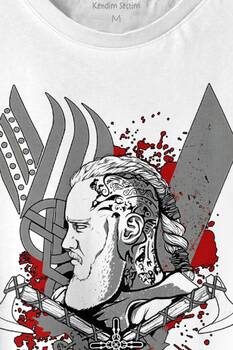Vikings Ragnar Lothbrok Vikingler Savaşçı Baskılı Tişört Unisex T-Shirt - 2