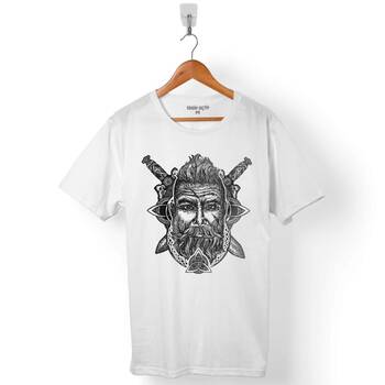 VIKINGS SKULL HEAD ISKANDİNAV VİKİNGLER ERKEK TİŞÖRT - 1