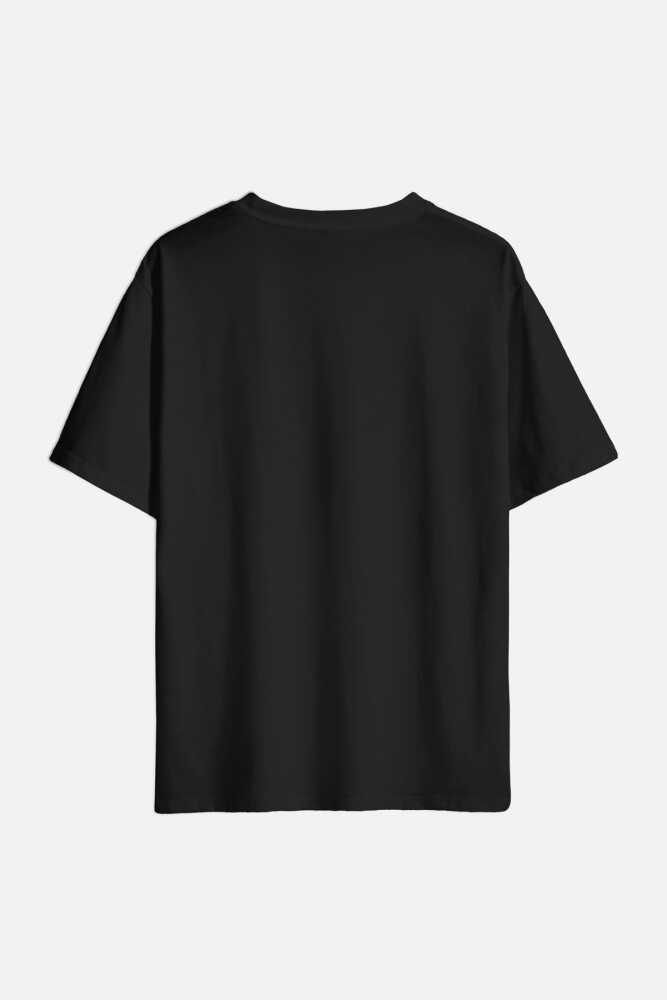 Vintage Logo Anarchy Symbol Anarşi Minimal Baskılı Siyah Oversize T-Shirt - 3