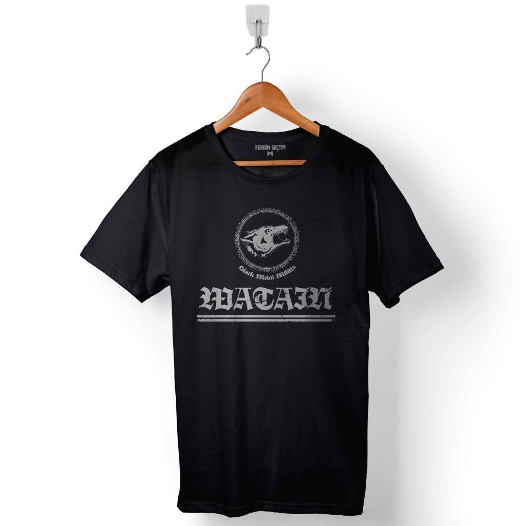 Watain Wolf Black Metal Milıtıa Logo Baskılı Tişört Unisex T-Shirt - 1