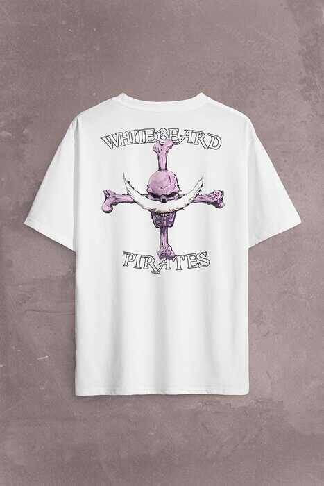 Whitebeard Amiral Prates One Piece Luffy Sırt Ön Baskılı Oversize Tişört Unisex T-Shirt - 2