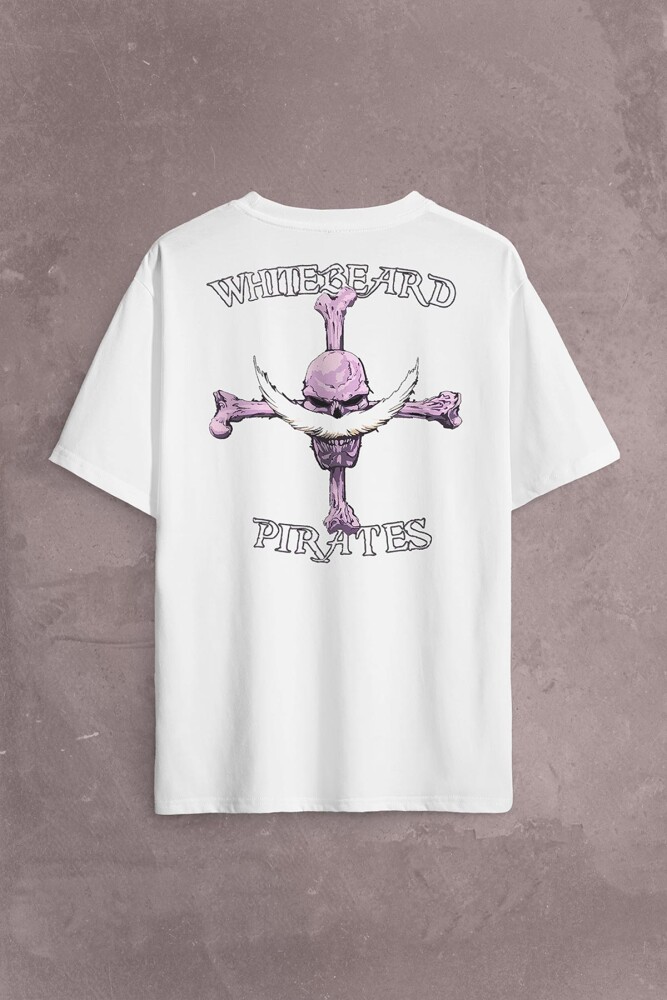Whitebeard Amiral Prates One Piece Luffy Sırt Ön Baskılı Oversize Tişört Unisex T-Shirt - 2